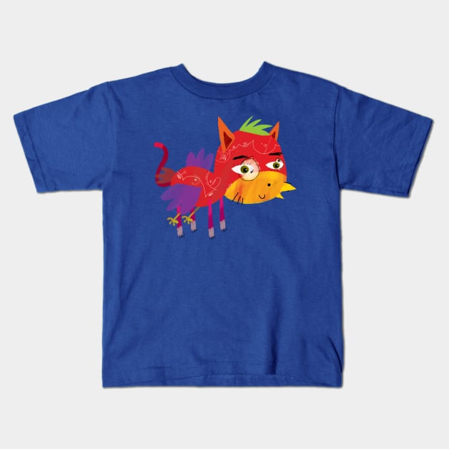 BirdCat Kids T-Shirt by mrglobp